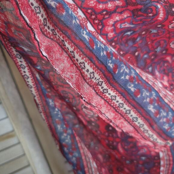 Red Blue Large Scarf Pashmina Wrap Sheer Light Shawl Patterned 40x72 - Picture 5 of 7